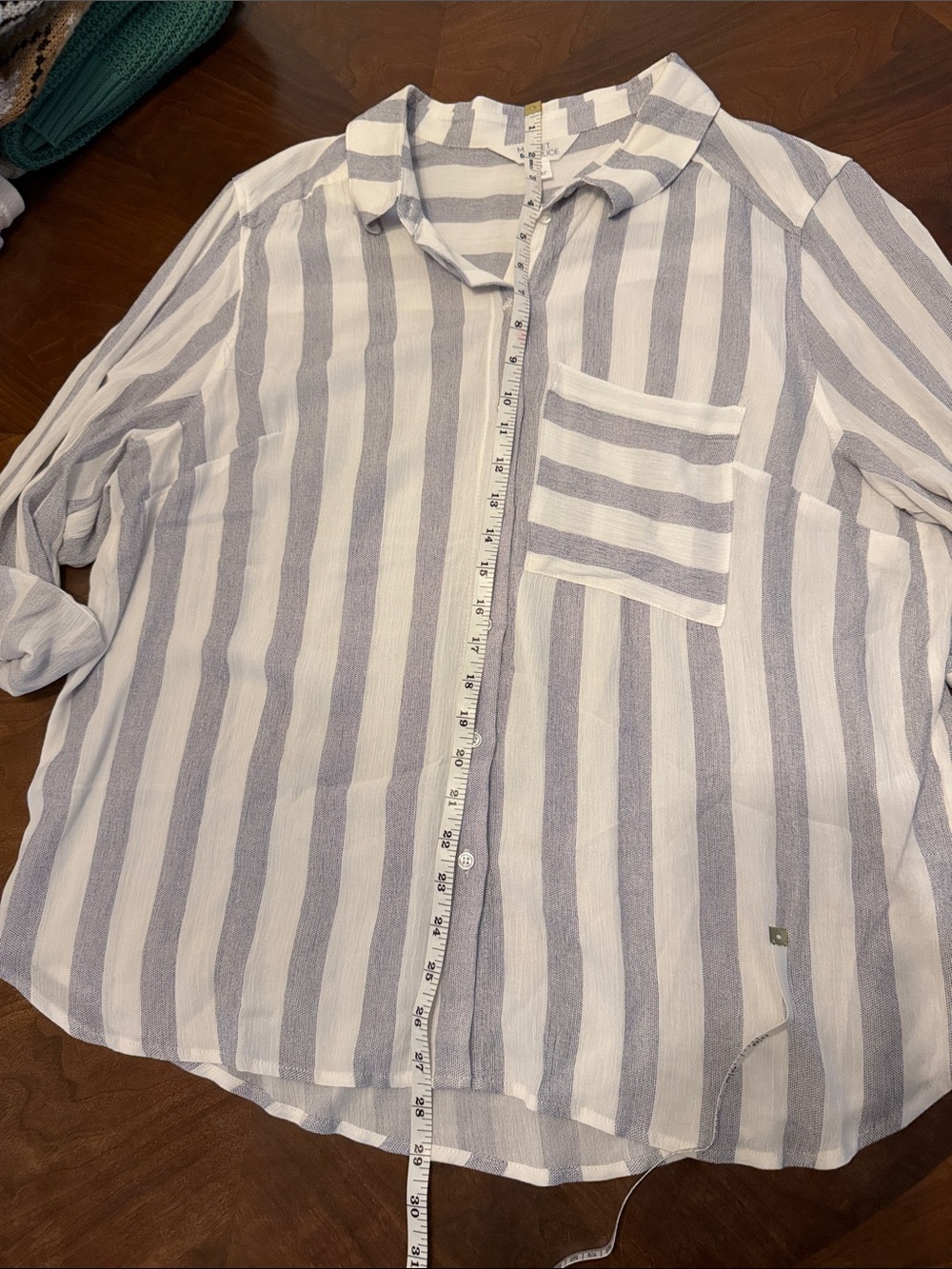 Market & Spruce White and Light Gray Striped Button-Down Shirt - Picture 2 of 3